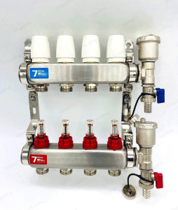 Группа коллекторная VIEIR 1х4х3/4" с расходомер, дренаж. кр, воздухоотвод., нерж. сталь VR113-04A(_5