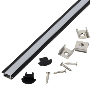 Профиль GAL-GLS-2000-7-22-B черный (2м профиль+2м рассеиватель+2 заглушки+4 скобы с шурупами)