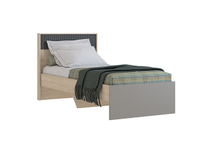 Кровать 900 ТИВОЛИ (основание жёсткое)  (ЛДСП Дуб Сонома/ЛДСП Глиняный серый/МДФ Графит (0