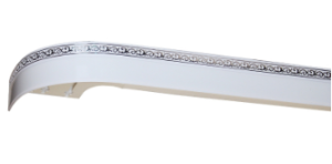 Карниз "Флора" 1,6м белый глянец/хром 3-х рядный с поворотами (5)