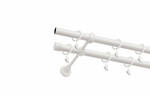 Карниз метал. СМ-3293/160/2Р 2-х ряд белый пиано (гладкая) d19