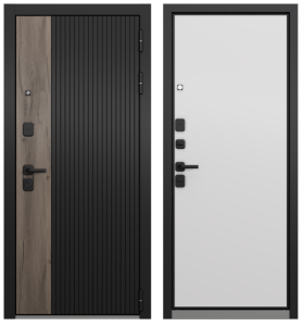 Дверь TRUST MASS РР Черный мат, 9S-401ГГ Галиф грей/Эмаль белосн, 9S-100, черн фурн 2050, 860 левая