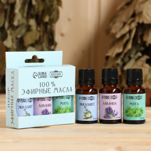 Набор эфирных масел 3 шт "Лаванда, Эвкалипт, Мята" по 15 мл 10339975