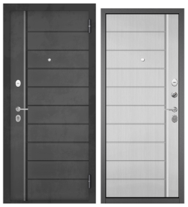 Дверь метал FAMILY ECO РР Антрацит букле, Бетон темный/Ларче белый Е-136, 2050, 960 правая