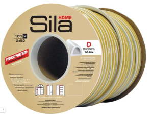 Уплотнитель Sila Home D100, 9х7,4 мм самоклеящийся, белый, дво (100)