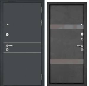 Дверь TRUST MASS Черн муар, D-16, Бетон тем, SiSt-2, Metal Silver grey, черн фурнит 2050, 860 левая