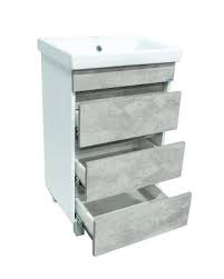 Тумба Сити 60 + ум. COMO 60 (фасад бетон, стенки белые) (1)