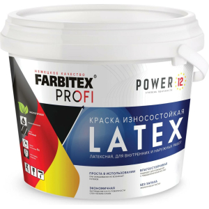 Краска моющаяся Latex латексная 11кг/7.8л Farbitex Profi (1/44)