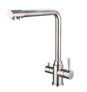 Смеситель для кухни, R-излив, нерж., с подключением к фильтру, арт. K24(_10/10_)