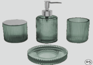 Набор аксессуаров для ванной "Богемия", изумруд, 4 предмета, стекло