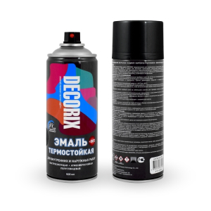 Аэрозольная эмаль термостойкая +400 DECORIX 520мл черный (12)