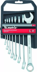 Набор ключей  MATRIX комбинир, 6 - 19 мм, 8 шт., CrV, матовый хром(5)