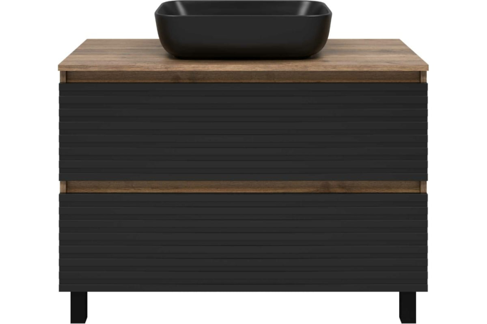 Тумба DAKOTA -80 напольная 2 ящ. + Ум. MELANA 46 накладной матов.черный (1)