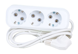 Удлинитель New, 3 гнезда 1,5 метра 16А/3,5кВт с заземлением ПВС 3х1,0 мм² (SBE-16-3-1.5m-Z)/32