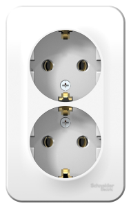 Белый розетка 2-х местная открытой установки с заземлением BLANCA Schneider (8)
