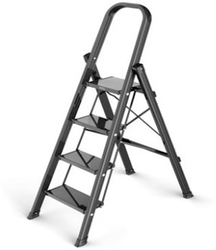 Стремянка "Горизонт-1" стальная черная, 4 ступени, ширина ступени 20 см (1)