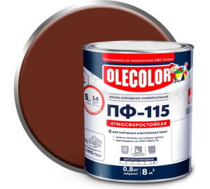 Эмаль ПФ-115 Коричневый 0,8кг Olecolor Глянц. (14)