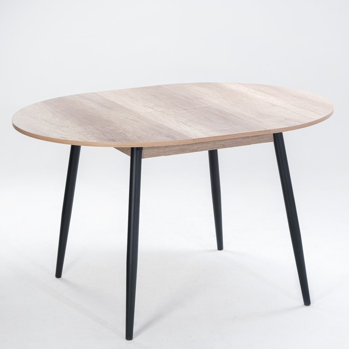 Стол КРУГЛЫЙ ОРИОН (раздвижной) D 950 мм ЛДСП ТУНИС СЕРЫЙ / ноги металл ЧЕРНЫЙ						