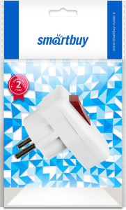 Вилка угловая с/з с выключателем белая 16А 250В Smartbuy