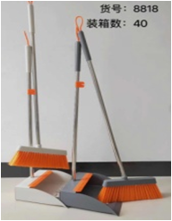 Набор  щетка+совок с зубцами самоочищающаяся серый/оранж (40)