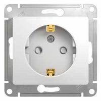 Розетка Белая 1-местная со шторками с заземлением СП16А SchE Glossa(20)