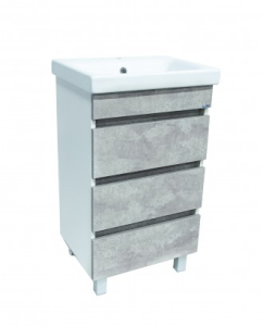 Тумба Рино 50 + ум. COMO 50/Фостер 500 фасад бетон, стенки белые (1)