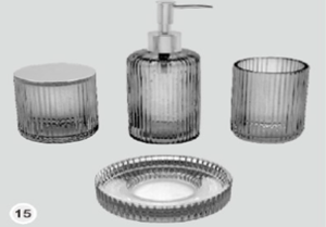 Набор аксессуаров для ванной "Богемия", графит, 4 предмета, стекло