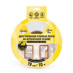 Дв.сверхпроч. кл. лента 19мм*10м на вспен.осн.д/крепл.зеркал белая (48)