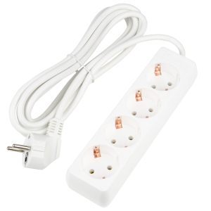 Удлинитель серии Ultra, шнур 3м., 4 гнезда, 16A, с/з.S-GCU4-3 WHITE Белый. TM Uniel (10)
