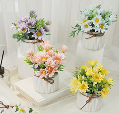 Искусственное растение "Хризантема" в кашпо 9*9*15 см