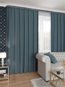 Портьера Канвас 150*260 серо-голубой ГП (1)