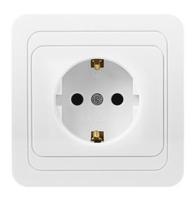 Розетка Белая 1-местная керамика с заземлением CП16А SmartBuy "Марс" (10)