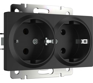 Черный мат. розетка Скрытой установки 2-х мест С заземлением W1172008 Werkel (10)