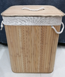 Корзина для белья Квадрат, 35*60 см, бамбук, с крышкой, со съемным чехлом