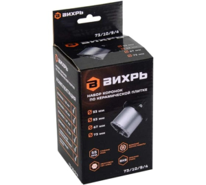 Набор коронок по керамической плитке, 33-53-67-73 мм Вихрь(10)