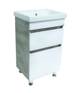 Тумба Стиль 60 + ум. COMO 60 (Фасад белый глянец МДФ, стенки бетон) (1)