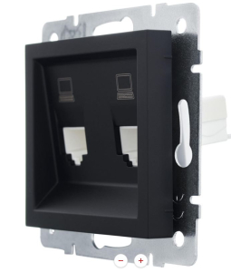 Чёрный бархат Розетка компьютерная двойная VESNA (10)