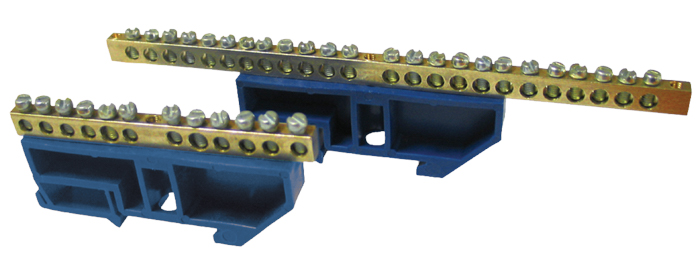 Шина "0" 8х12 мм 125 Ампер14 отверстий изолятор на DIN-рейку латунь EKF PROxima (120)