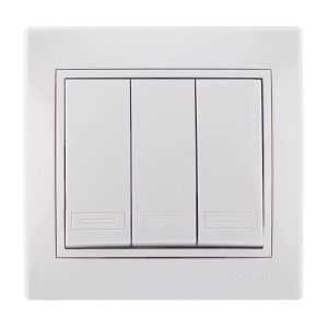 Выключатель Белый Скрытой установки 3-х клавишный Lezard (10)