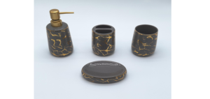 Набор керамики 4 предмета (Серо-золотой мрамор)