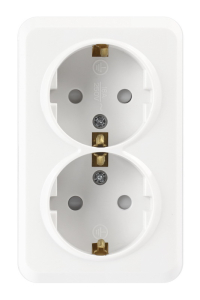 Розетка Белая 2-х местная открытой установки с заземлением "Юпитер" Smartbuy (10)