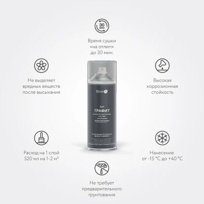 Грунт-эмаль по ржавчине Elcon 3 в 1 матовая графит 520 мл аэрозоль (12) купить в интернет магазине Вегос-М в Кяхте